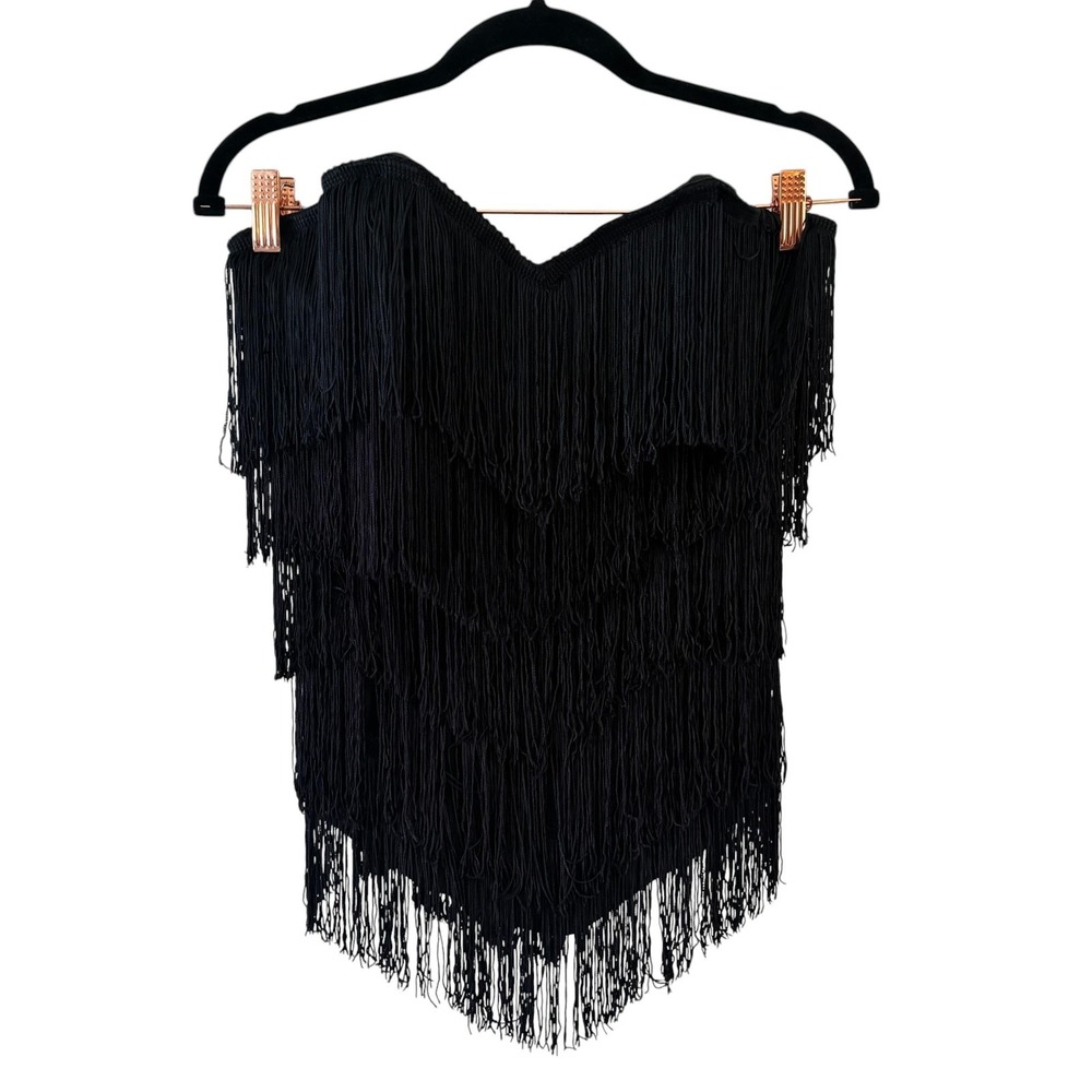 Vintage‎ Norma Kamali Fringe Bustier Top 42/6 Whimsigoth Corset Sweetheart 90s